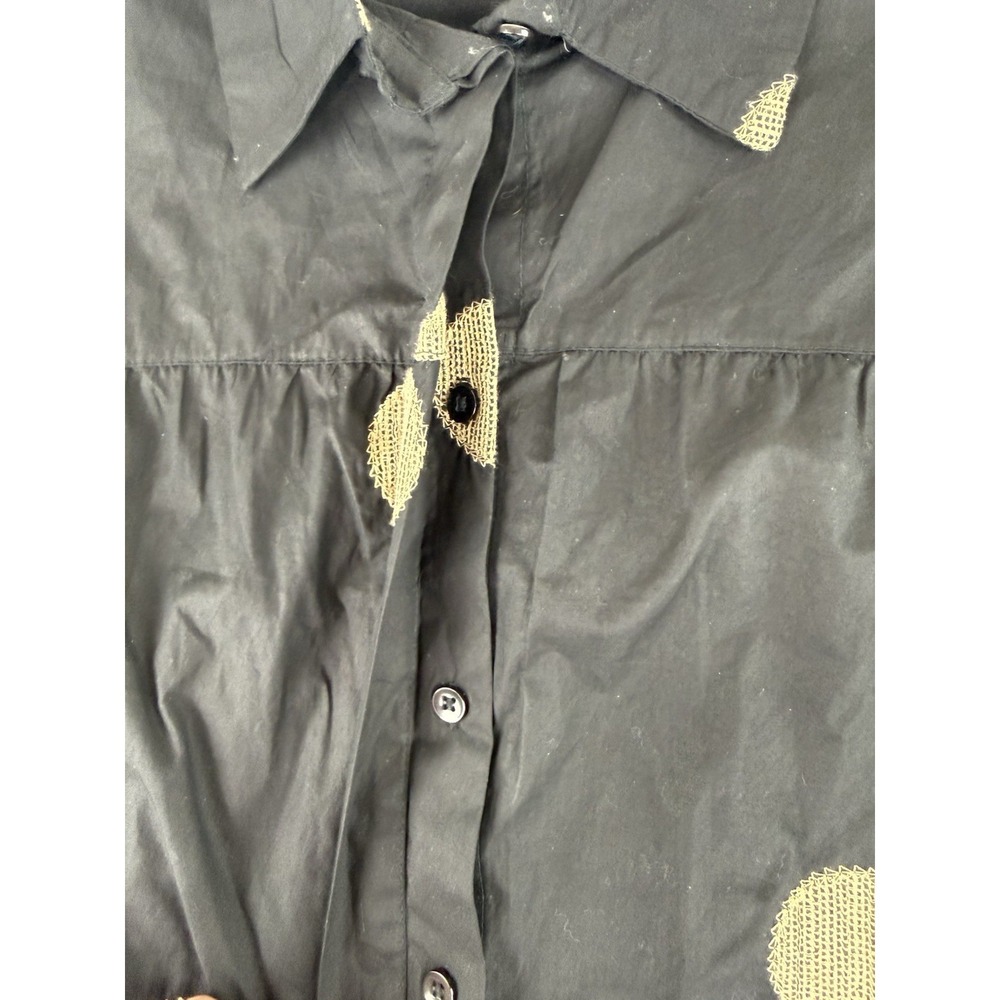 Noet Button Down Top Women's Size 14 Lagenlook Art To Wear Geometric‎ Black - Picture 3 of 12